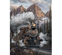 Diamond Painting Train, 5D Diamond Painting Adulte Montagne, DIY Activité Manuelle Adulte, Broderie Diamant Point de Croix Kit, Peinture Diamant Cristal Art Set, Décoration Maison 90x120cm Y-8448