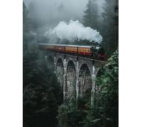 Diamond Painting Train, 5D Diamond Painting Adulte Paysage, DIY Ronde Peinture Diamant, Peinture Diamant Enfant, Débutant Strass Point de Croix, Artisanat Strass Kit, Murale Décoration, 60x85cm 3-2015