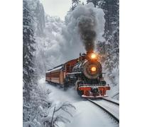 Diamond Painting Train d'hiver, DIY 5D Diamond Painting Adulte Paysage Peinture Diamant Enfant, Point de Croix Broderie Diamant Kit Complet, Painting Diamant Art Artisanat et les Cadeaux, 30x40cm