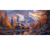 Diamond Painting Train, Diamond Painting Adulte 200 x 100cm, Montagne Peinture Diamant Strass Kit Broderie, Loisirs Créatifs Adultes, Peinture Diamant Kit Point de Croix pour Cadeau Femme ZSHD-1662