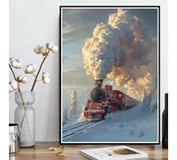 Diamond Painting Train Diamond Painting Adulte, Peinture Diamant Hiver Broderie Diamant 5D DIY Diamant Mosaik Strass Point de Croix Loisirs Créatifs pour Decoration Murale, Cadeau 100x135cm -ly25082G4