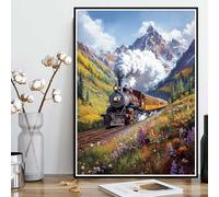 Diamond Painting Train Diamond Painting Adulte, Peinture Diamant Montagne Broderie Diamant 5D DIY Diamant Mosaik Strass Point de Croix Loisirs Créatifs pour Decoration Murale 100 x 135 cm -ly2508218