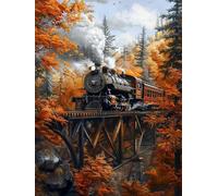 Diamond Painting Train, Forêt Diamond Painting Adulte, Peinture Diamant 5D Broderie Diamant Kit Complet, DIY Point de Croix Diamond Painting Adulte Difficile, Salon Murale Décoration 40x50cm Pd249
