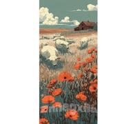 Diamond Painting Vache Peinture Diamant Adulte/Débutant, Coquelicot Diamond Painting Adulte Grand Format 120 x 60 cm, DIY 5D Diamant Painting XXL Broderie Diamant Kit Complet, pour Murale Décoration