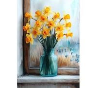 Diamond Painting Vase Peinture Diamant Paysage Diamond Painting Adulte 5D DIY Broderie Diamant Point de Croix Cristal Strass Loisirs Créatifs Adultes pour Decoration Murale, Cadeau 70x95 cm -bby250736