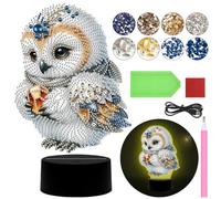 Diamond Painting Veilleuse, décoration de table, motif animal, lampe de chevet, lampe de chevet, lampe de table LED, décorative, chouette, papillon, kit de peinture diamant 5D, pour enfants, cadeaux