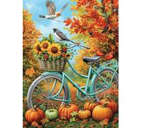 Diamond Painting Vélo DIY Peinture Diamant Adulte,5D Diamond Art Kit Enfants Complet Strass Cristal Point Croix Broderie Peinture canevas pour Cadeau Femme, Murale Décoration 30x40cm Citrouille Z1-155