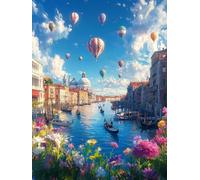 Diamond Painting Venise Diamond painting Adulte, 5D Paysage Peinture Diamant Enfant DIY Strass Point de Croix Activité Manuelle Adulte Broderie Diamant, pour Tableau Decoration Murale 80x110 cm O4-209