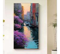 Diamond Painting Venise Diamond Painting Enfant, Fleur Peinture Diamant Adulte Bricolage Cristal Strass Point de Croix Broderie Diamant Kit Complet Decoration Chambre Cadeau Femme 30x60cm tb10-i