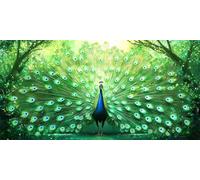 Diamond Painting Vert Peinture Diamant Paon Diamond Painting Adulte 5D Cristal Débutant Art Kit, DIY Point de Croix Activité Manuelle Adulte Kits pour Decoration Maison Murale, Cadeau,90x180cm, Model1