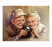 Diamond Painting Vieux Couple Kit, DIY Peinture Diamant Point de Croix Broderie Kit Complet, 5D Diamond Painting Enfant/Adulte Arts Artisanat Peinture Photos pour Décoration Maison Bureau 30x40cm-5664