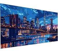 Diamond Painting Ville Peinture Diamant Adulte et Enfant DIY loisirs Créatifs Adultes Broderie Diamant kit Complet Rivière Peintures Arts Diamond Painting pour Decoration Chambre 100x200 cm S-620