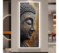 Diamond Painting Vintage, Peinture Diamant Adulte Enfant DIY 5D Diamant Painting Bouddha Broderie Diamant Kit Complet, Full Accessoires Diamant Art Point de Croix pour Décoration Murale 55x135 cm Q205