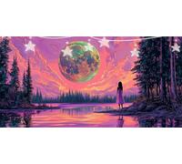 Diamond Painting Violet Diamond Painting Adulte Planète Tableau Diamant Enfant, Strass Cristal Peinture Paintings par Numéros Kits Diamant Point de Croix pour Adultes Murale Décor 50x100cm G6-944
