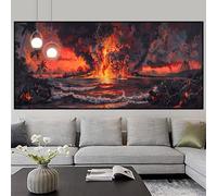 Diamond Painting Volcan Peinture Diamant Adulte Océan Diamond Painting Grand Format 50x100cm DIY 5d Strass Gemmes Mosaïque Broderie Point de Croix Loisirs Créatif Adultes Décoration Maison z400f