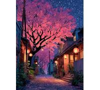 Diamond Painting Vue De La Rue, 5D Diamond Painting Adulte Ciel éToilé, DIY Activité Manuelle Adulte, Peinture Diamant Enfant Kits, Diamant Point de Croix Kits, Decoration Automne, 90x120cm J-8544