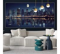 Diamond Painting Vue Nocturne Broderie Diamant Grand Format 50x100 cm Peinture Diamant Kit Complet, DIY Diamond Painting Enfant Strass Cristal Point de Croix Activité Manuelle Adulte, Ville y-w110