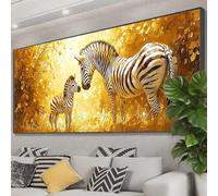 Diamond Painting Zèbre Diamond Painting Adulte Grand Format 125x50 cm, Animal Broderie Diamant Kit Complet, 5D DIY Carré Tableau en Perles à Coller Peinture Diamant pour Decoration Maison Z0-116