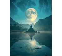 Diamond Painting Zen Broderie Diamant Kit Complet, 5D DIY Carré Kit Diamant Peinture Adultes Lune 80x100cm Strass Point de Croix Canevas Painting pour Débutants Facile à Faire Maison Décor LH-18