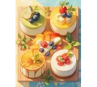 Diamond Paintingt, Gâteau aux fruits 5D DIY Broderie Diamant Kit Complet, Peinture Diamant Painting Arts Craft Décoration Murale 40x50cm