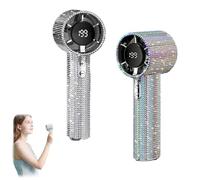 Diamond Portable Fan, Mini Personal Fans Rechargeable, Diamond Handheld Mini Fans With Digital Display, For Travel Office Outdoor Makeup, Crystal Design Gift for Women Girls (Silver+Colorful)