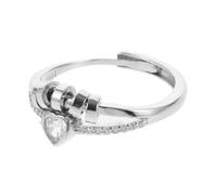 Diamond Rings Memorial Wedding Decor Trendy Double Layer Heart Rhingestone Ajustement Ajustement Cool Déclaration Femmes Bijoux Ring Jewelry