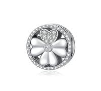 Diamond Shamrock Charm, S925 Perle de charme à quatre feuilles en argent sterling pour bracelet avec 0,07cttw Natural Diamond, G, Si2, pour les femmes dames girl maman ), Additionalwlabs