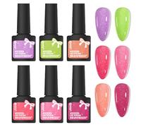 Diamond Sparkle Vernis À Ongles Gel Scintillante Kit 6 Couleurs Soak Off Uv/Led Semi-permanent Manucure Kit Multicolore Reflechissante Brillante Diamant Pailleté Vernis À Ongles Pour Starter Nail Arts