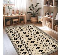 Diamond Tapis bohème moderne carré en zigzag N/a noir antidérapant pour intérieur rectangulaire qui ne perd pas ses poils pour salon, chambre à coucher, couloir, bureau, décoration 1,2 x 1,8 m