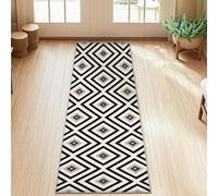 Diamond Tapis de couloir moderne contemporain carré géométrique non noir antidérapant résistant à la décoloration esthétique pour cuisine, chevet, entrée, couloir, décoration de couloir, 0,6 x 1,5 m