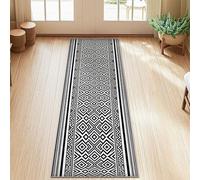 Diamond Tapis de couloir moderne minimaliste à lignes géométriques N/A Noir à poils courts Tapis imprimé rectangulaire pour cuisine, entrée, buanderie, couloir, décoration de 6,1 x 1,5 m