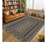 Diamond Tapis moderne minimaliste avec bordure géométrique N/A Noir à poils courts Tapis rectangulaire doux résistant aux taches pour salon, chambre à coucher, cuisine, couloir, décoration 1,5 x 2,1 m