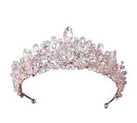 Diamond Tiara Baroque Luxury Rose Gol Crystal Perles de mariée coeur