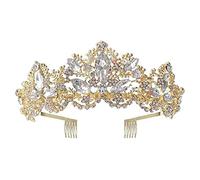 Diamond Tiara Gold Golden Wedden Crown Crystal Tiara Women Bridal Party Birthday