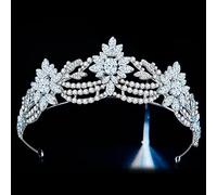 Diamond Tiara Luxury Cubic Zircon couronne cristal Bride Tiaras Couronnes Rhingestone Prom Pageant Diadem Bride Bride Bande de mariage Accessoires de cheveux