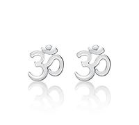Diamond Treats Boucles d'Oreilles Argent en Om, Boucles d'Oreilles en Om pour Femme et Jeune Fille, Boucles d'Oreilles Femme Argent avec Motif Spirituel en Om