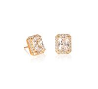 Diamond Treats Boucles d'Oreilles en Argent Sterling 925 en Taille Emeraude, Boucles d'Oreilles Femme Serties de Pierres Bleues, Rouges, Vertes ou Blanches