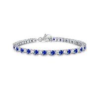 Diamond Treats Bracelet en Rivière serti de Zircons Bleus et Blancs, Bracelet Femme Argent Sterling 925, Bracelet Tennis avec Pierres de 3 mm, Bracelet Bleu en Argent Massif, Bijoux Femme en Argent