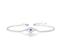 Diamond Treats Bracelet Mauvais Oeil pour Femme et Jeune Fille en Argent Sterling 925, Bracelet Porte Bonheur Femme en Mauvais Oeil serti de Pierres, Bracelet Argent Femme avec Ecrin Cadeau