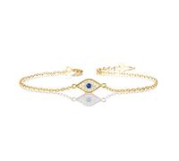 Diamond Treats Bracelet Mauvais Oeil pour Femme et Jeune Fille en Argent Sterling 925 Plaqué Or, Bracelet Porte Bonheur Femme en Mauvais Oeil en Pierre, Bracelet Or avec Ecrin Cadeau