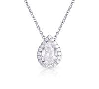 Diamond Treats Collier Pendentif en Poire en Argent Sterling 925, Collier Femme en Goutte en Argent Massif, Collier en Cubic Zirconia pour Femme et Jeune Fille, Bijoux Femme Argent