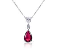 Diamond Treats Collier Pendentif Rubis Saphir en Goutte en Argent Sterling 925, Collier en Poire en Argent Massif, Collier Rubis pour Femme et Jeune Fille, Bijoux Argent