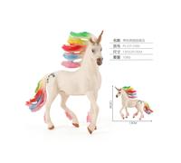 (Diamond Unicorn)Licorne fantaisie accrocheuse cheval arc-en-ciel modèle pvc avec adorable poney volant et elfe mouton