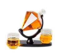 Diamond Whiskey and Wine Decanter Set Diamond Wine Glass Holding Base with 2 Diamond Glasses Liquor Scotch Rum Bourbon Vodka Tequila
