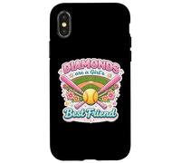 Diamonds are A Girls Best Friend Baseball Fun pour Femme Coque pour iPhone X/XS
