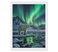 Diamonds Dot Kit de peinture diamant 5D à faire soi-même avec outils complets pour adultes débutants Motif ours polaires aurores boréales 30,5 x 40,6 cm