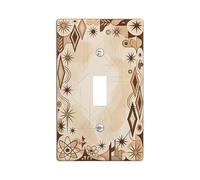 Diamonds Plaque murale décorative pour interrupteur simple du milieu du siècle, art moderne du milieu du siècle, sans feuilles, en plastique beige, taille standard pour maison, salon, chambre à