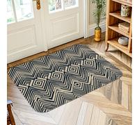 Diamonds Tapis moderne contemporain avec lignes géométriques bleu marine à poils courts en éponge résistant à la décoloration pour entrée, salle de bain, buanderie, décoration de chevet, 0,6 x 0,9 m