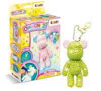 CRAZE DIAMONDZ Ensemble porte-clés 3D en forme d'ourson - Peinture diamant DIY - Porte-clés - Kit de bricolage - Peinture diamant pour enfants avec accessoires - 4 couleurs