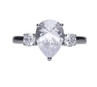 DIAMONFIRE Bridal Bague en pierre de goutte avec 2 pierres sur les côtés, Faux diamant, Non applicable